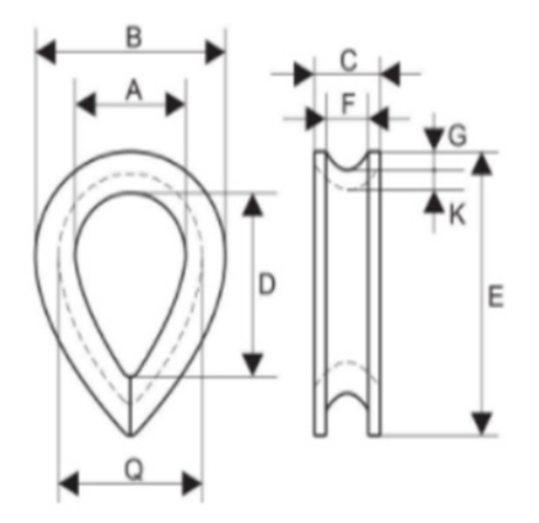 Drawing of the Heavy Duty Thimble PT464BS POWERTEX