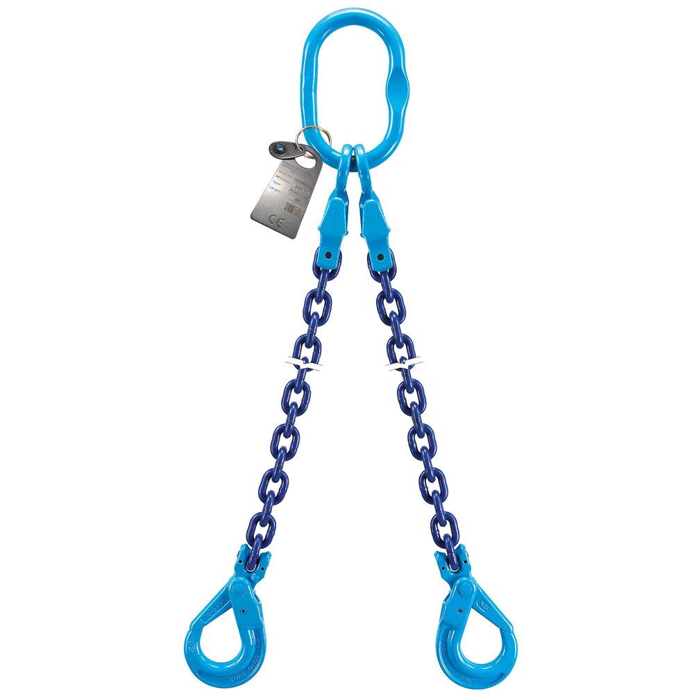 Complete Grade 10/100 2-part Powertex chain sling with clevis Yoke components.