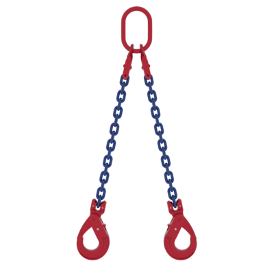 Two leg chain sling with MC2 masterlink and SLC safety hook