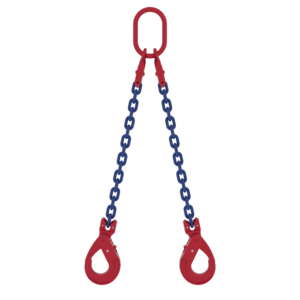 Two leg chain sling with MC2 masterlink and SLC safety hook
