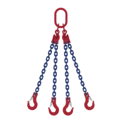 Four leg chain sling with MC4 masterlink and SHC latch hook