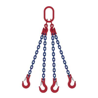 Four leg chain sling with MC4 masterlink and SHC latch hook