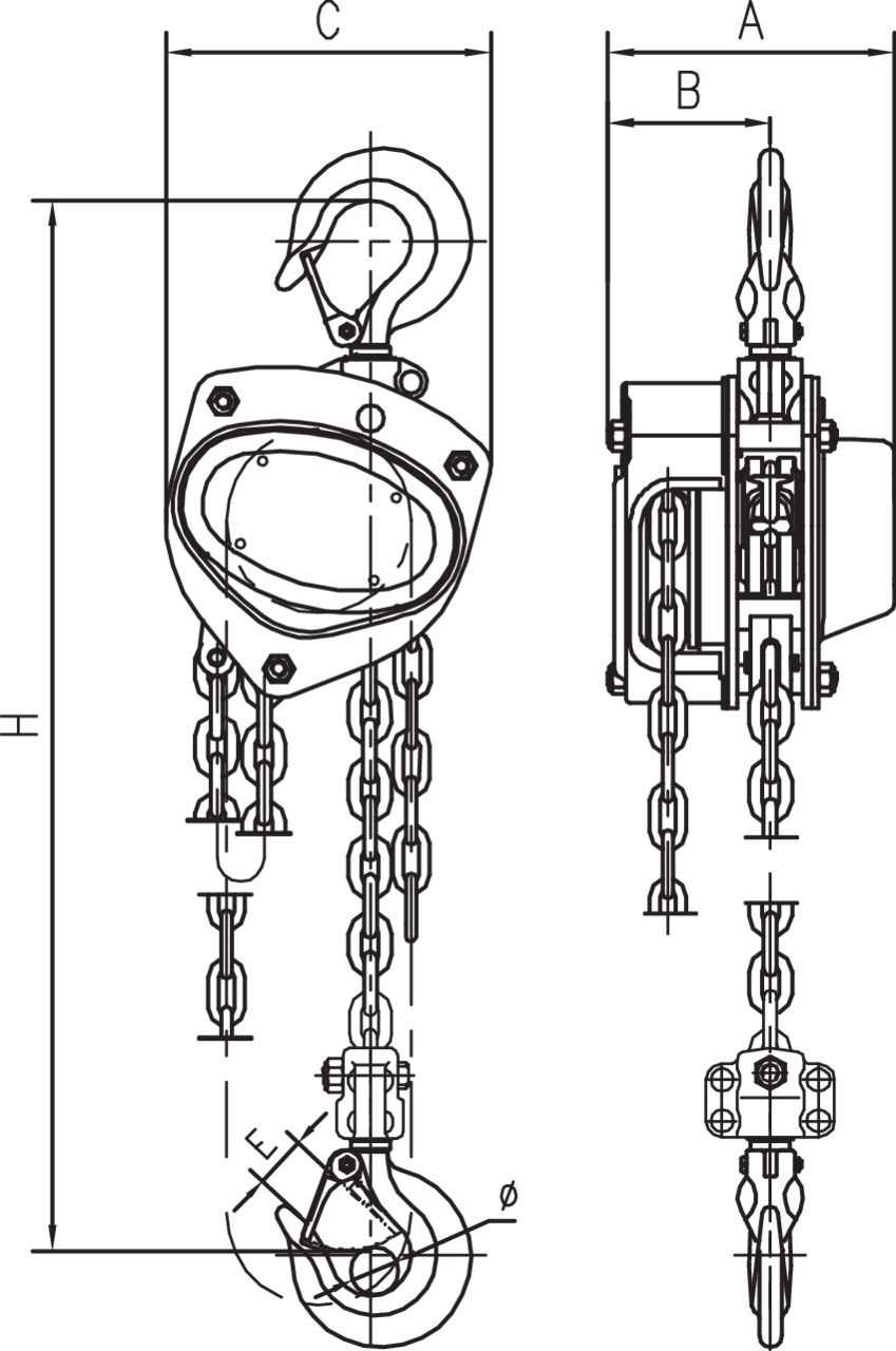 POWERTEX chain block specification POWERTEX chain block specification