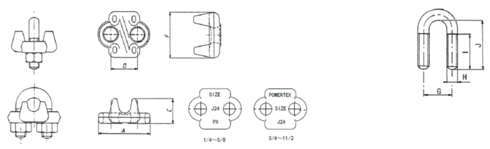 Quality POWERTEX Wire Rope Clip PCTB drawing
