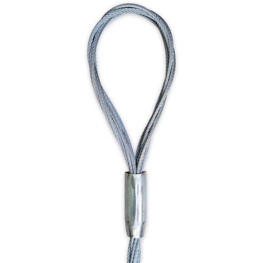 Flat braided wire sling for heavy lifting use with loops